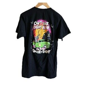 Buc-ees T-Shirt Size Medium M Halloween Spooky Stuff Glow Skeleton Double Sided